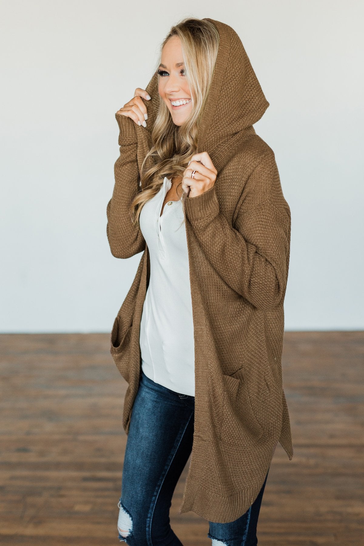 A Wish Come True Hooded Cardigan- Chocolate