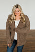 Have My Heart Velvet Chenille Cardigan- Mocha