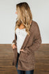 Have My Heart Velvet Chenille Cardigan- Mocha