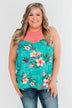 Tropical Crochet Halter Tank Top- Teal