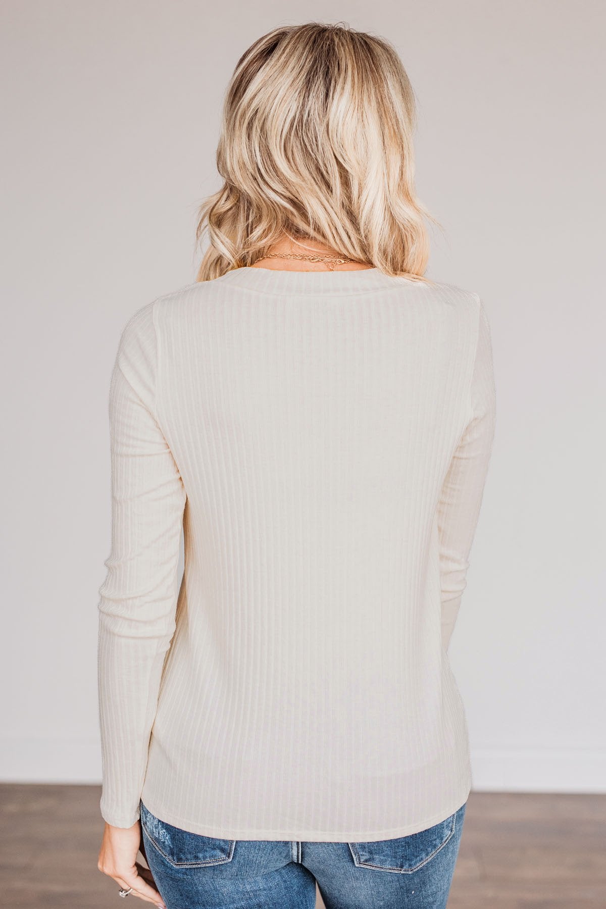 Always Myself Button Long Sleeve Top- Cream