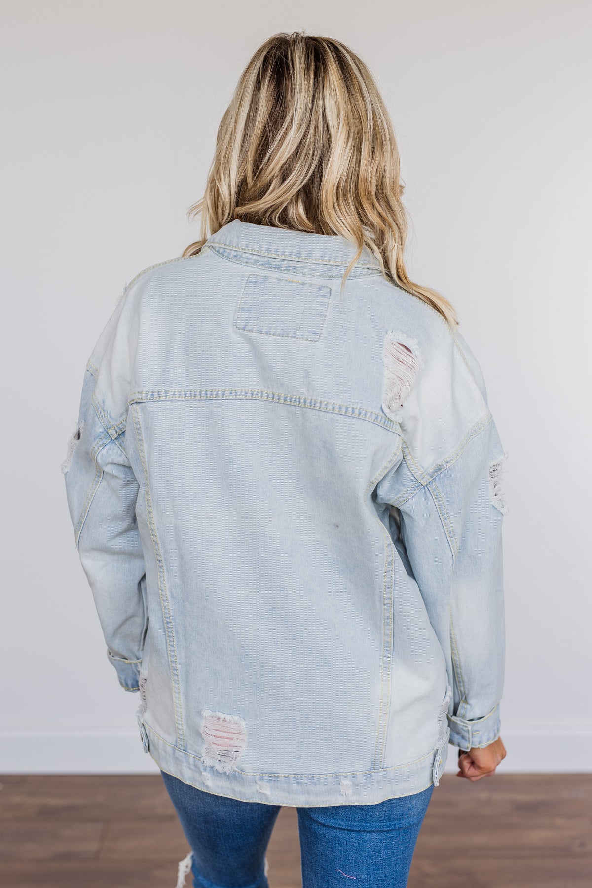 Light wash sales denim jacket ripped