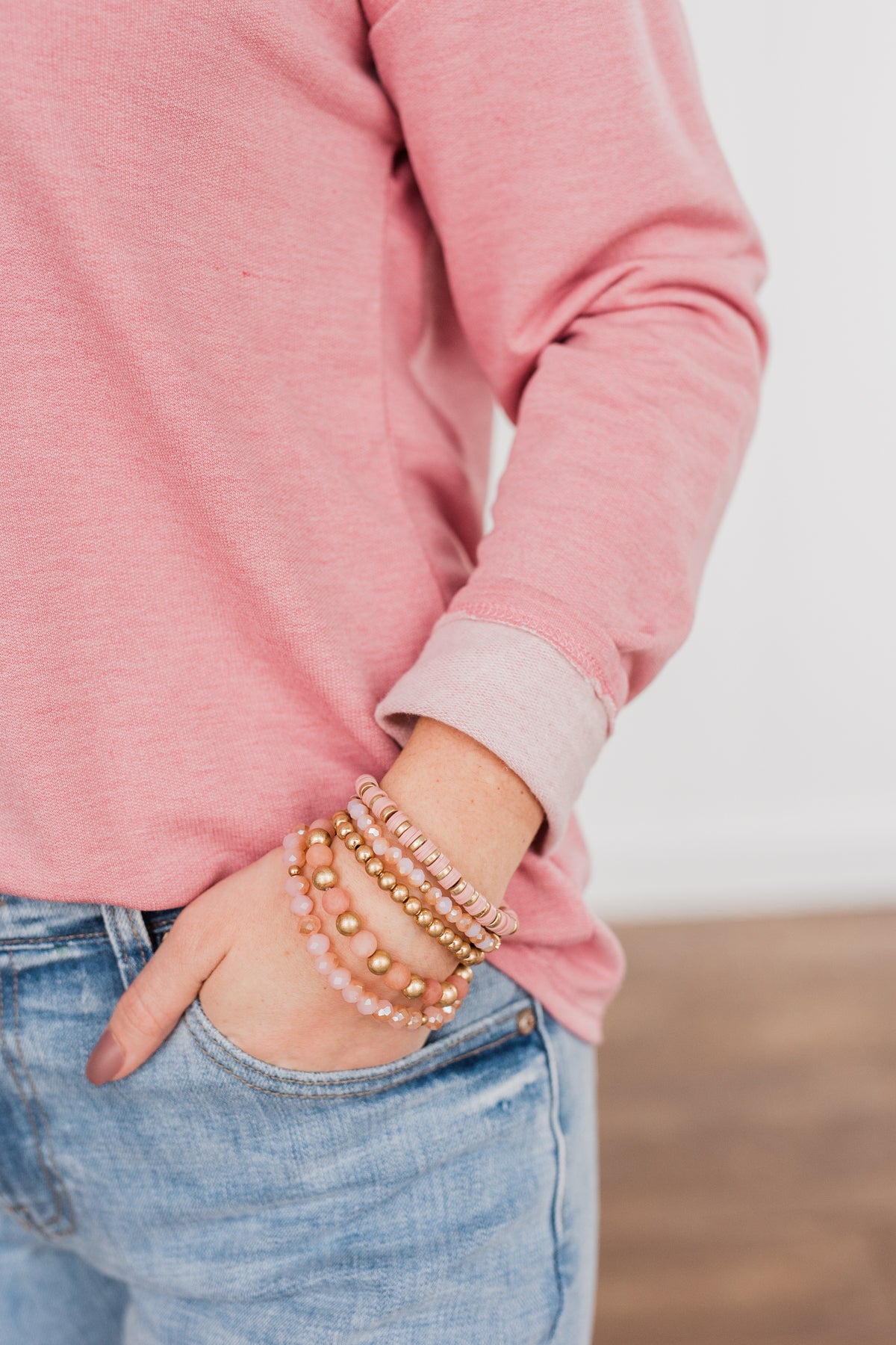 Glamor Feels Bracelet Set- Blush & Gold