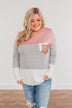 Your Time To Sparkle Color Block Top- Mauve & Ivory