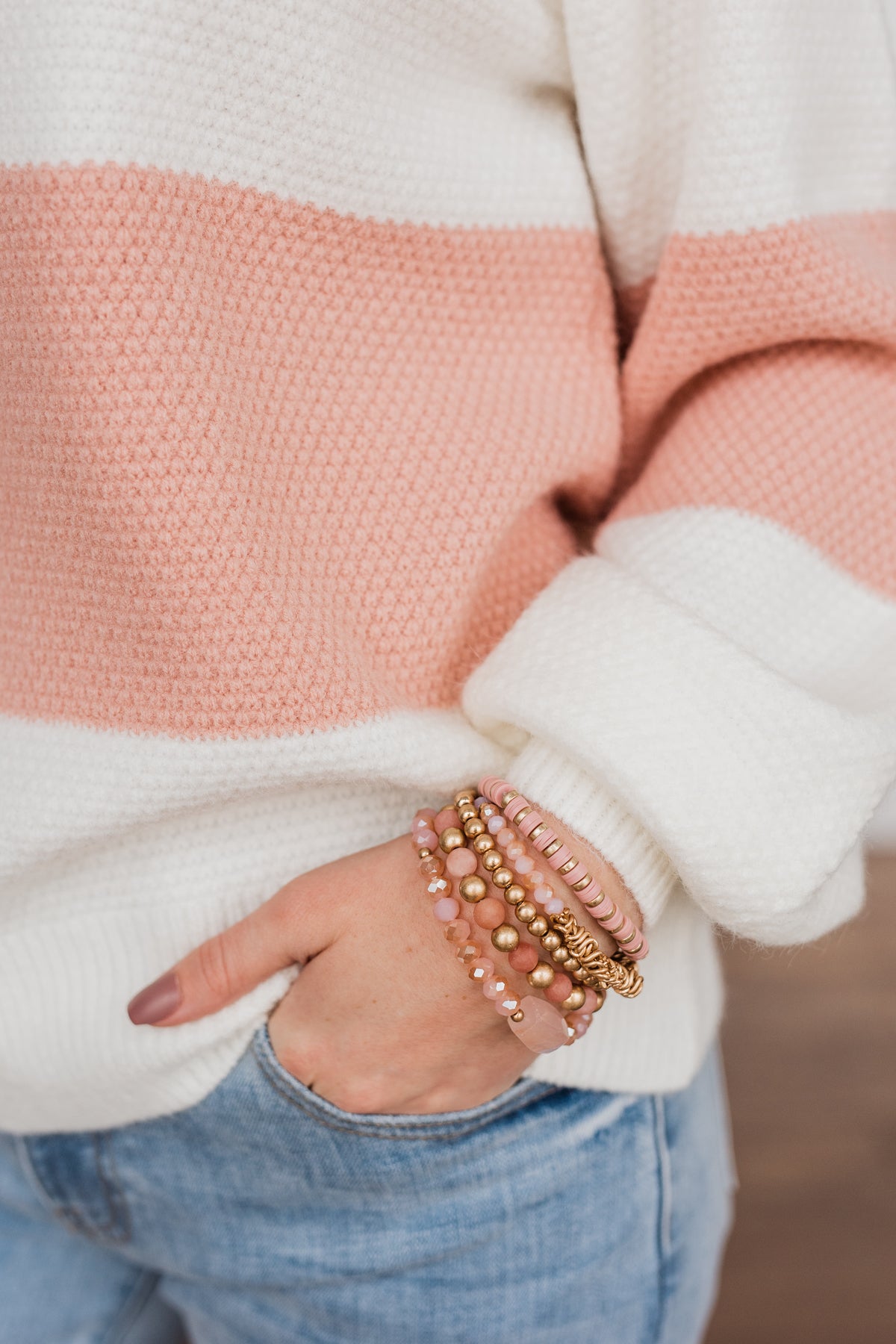 Glamor Feels Bracelet Set- Blush & Gold