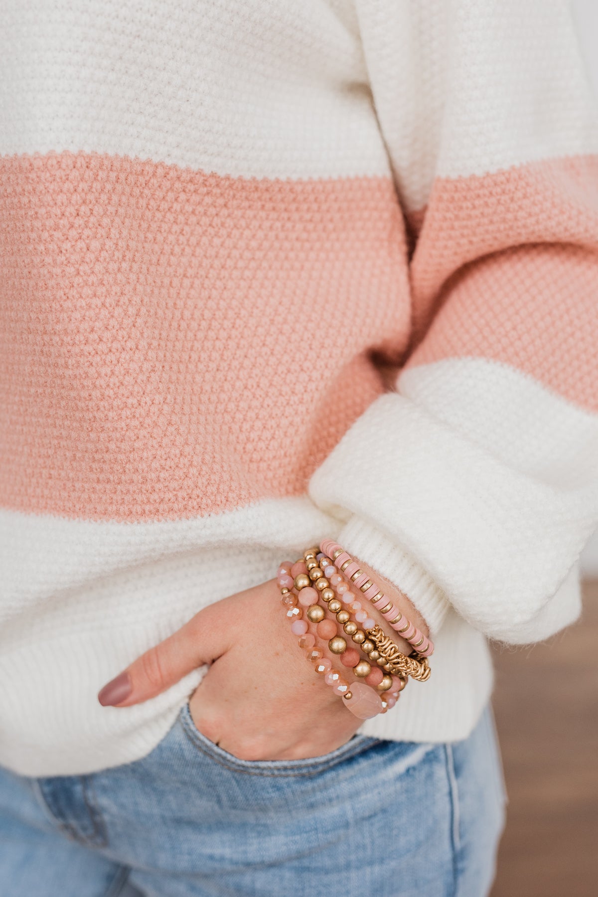Glamor Feels Bracelet Set- Blush & Gold