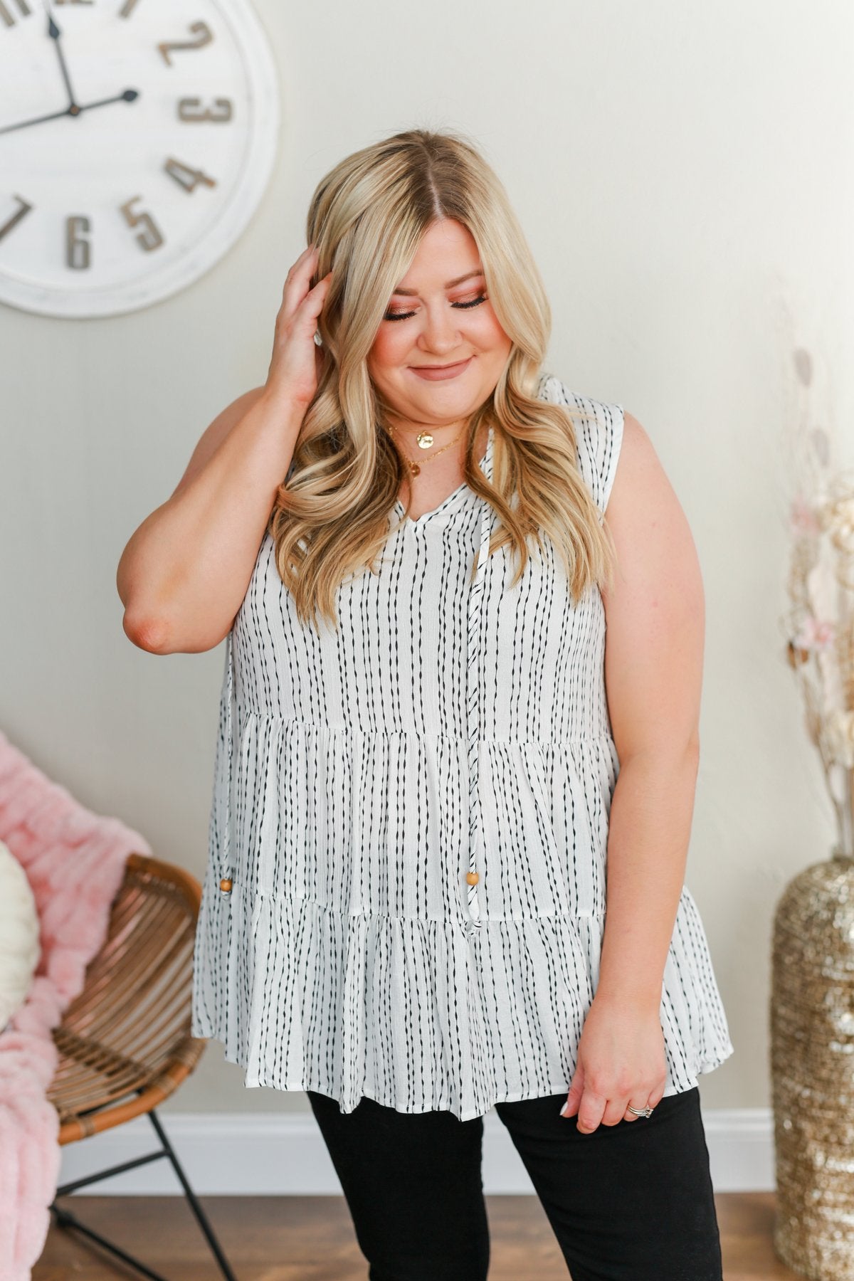 Looking For Light Sleeveless Blouse- Black & Ivory