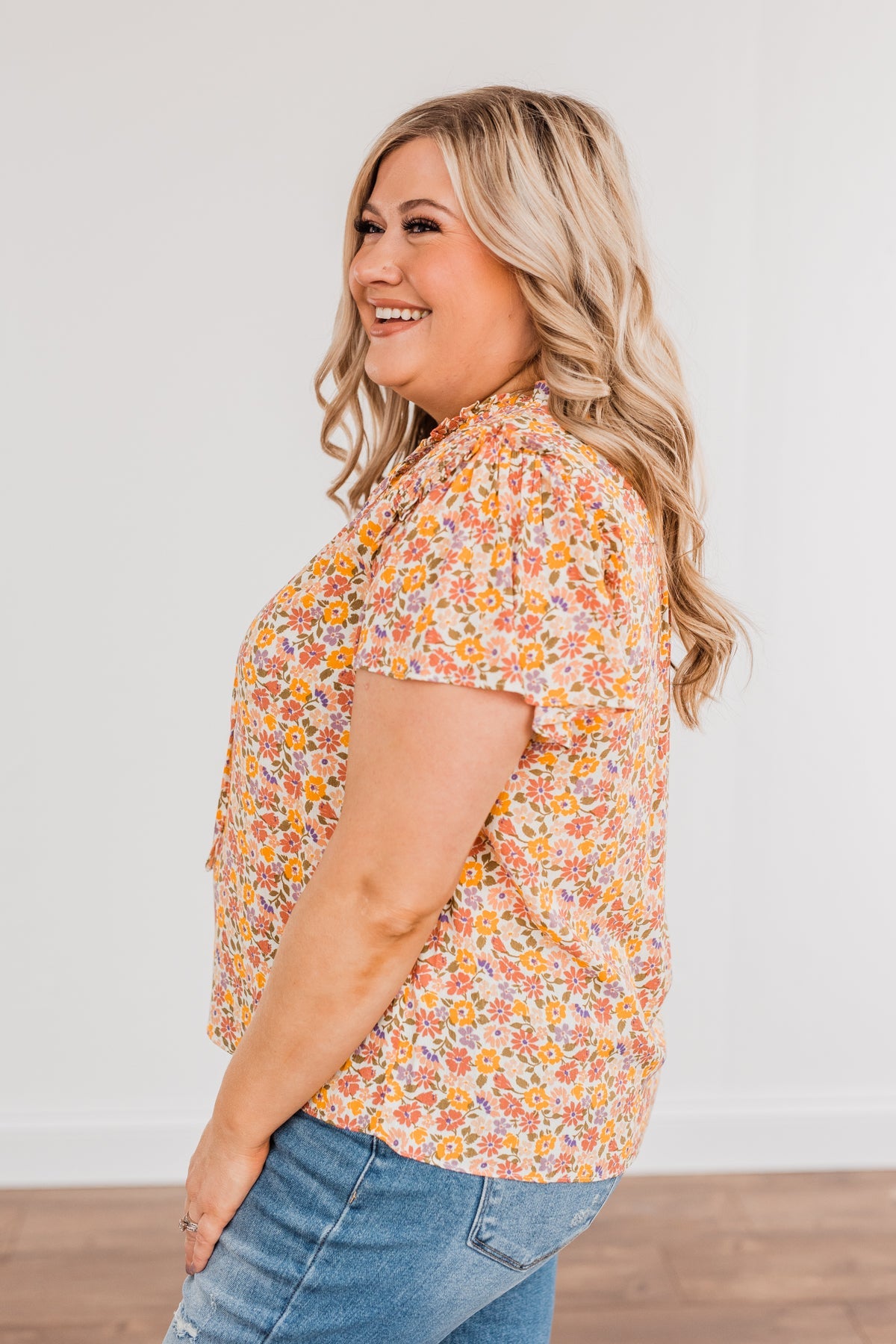 Can't Outshine Me Floral Top- Orange & Pink