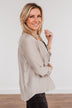 Majestic Moments Button Top- Taupe