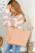 Everyday Quilted Tote Purse- Dusty Rose
