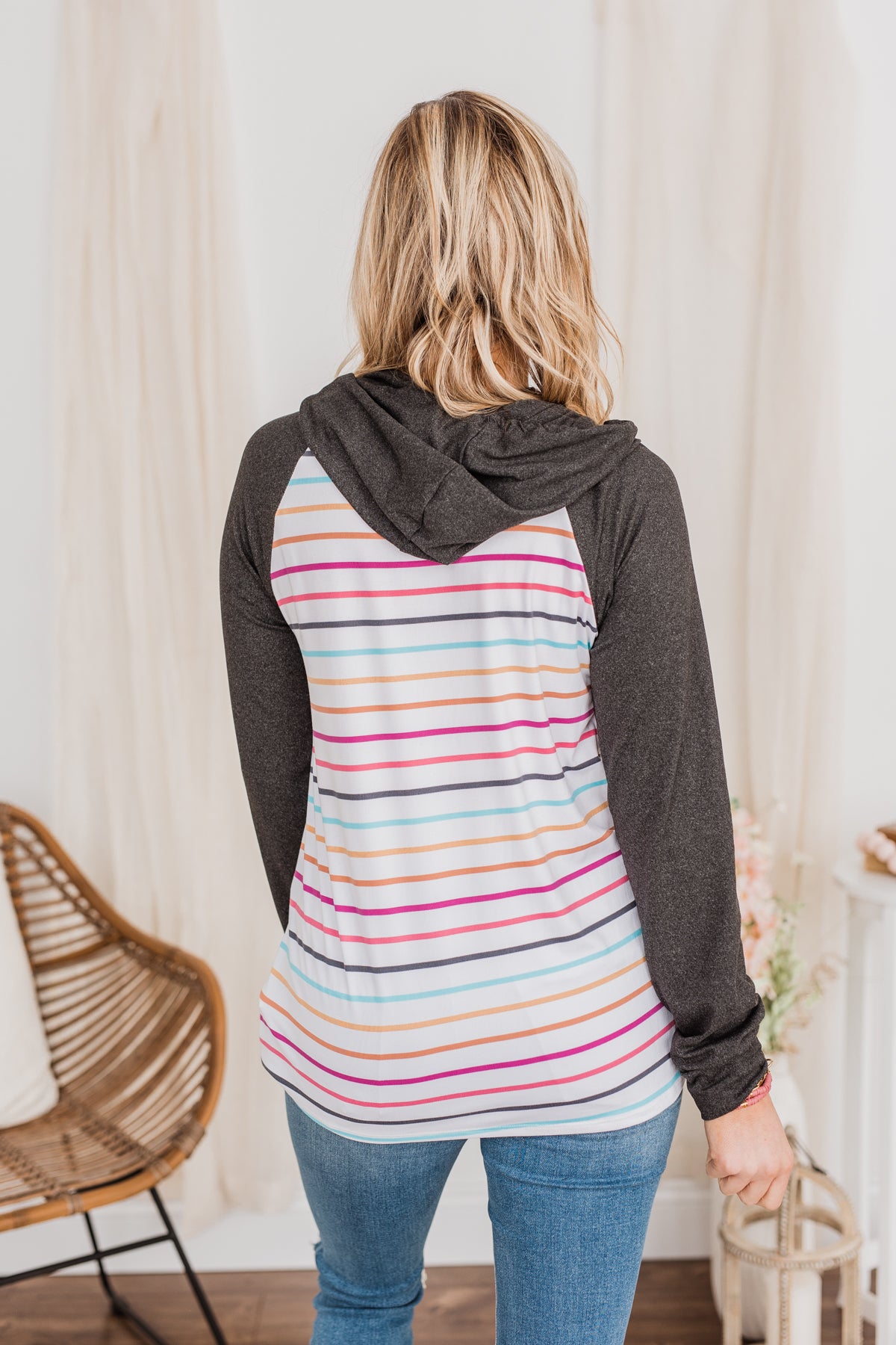 Better By Every Measure Hooded Top- Charcoal & Ivory