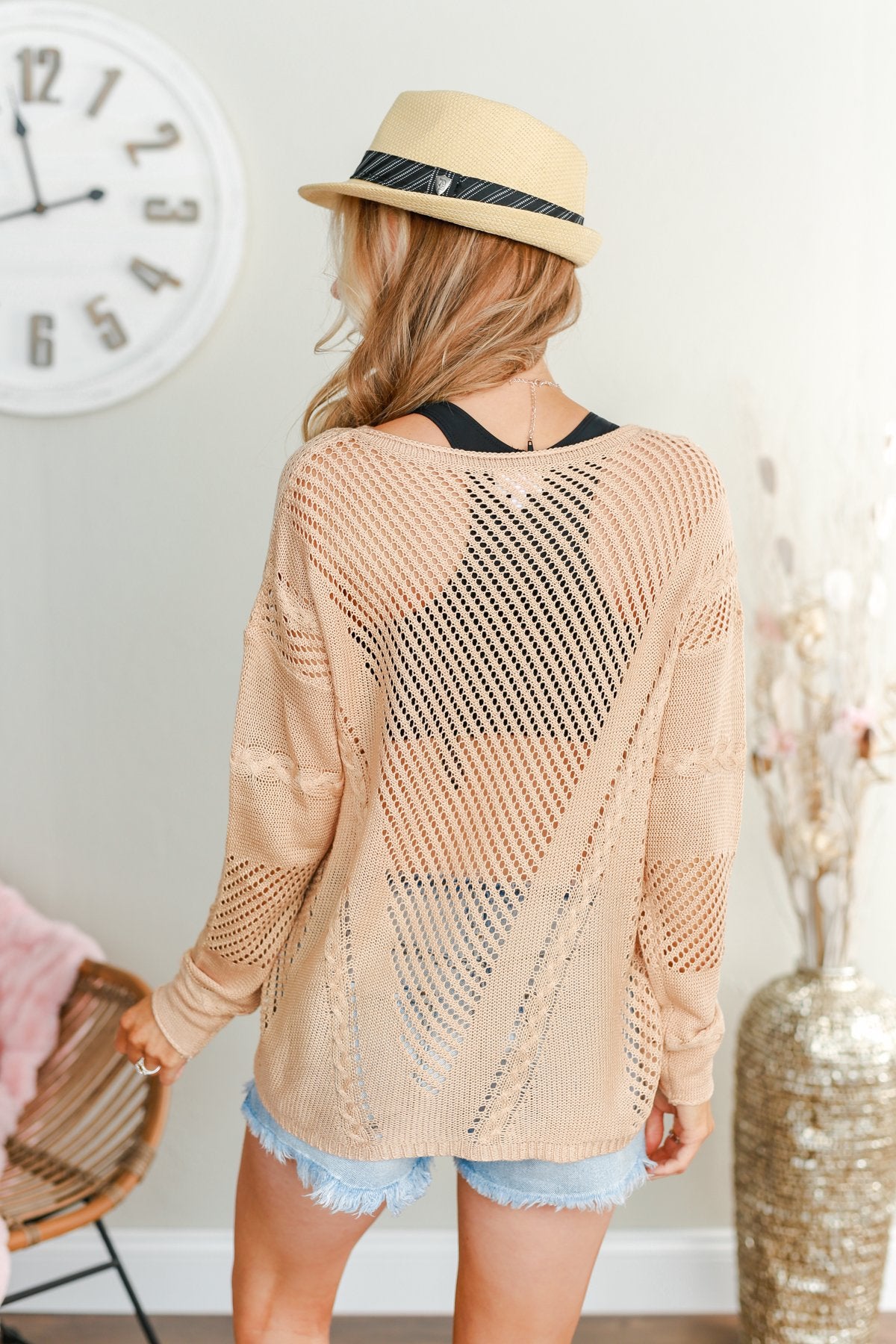 Love Like Crazy Open Knit Sweater- Natural