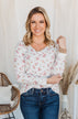 Sweet Aromas Floral Long Sleeve Top- Ivory
