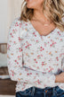 Sweet Aromas Floral Long Sleeve Top- Ivory