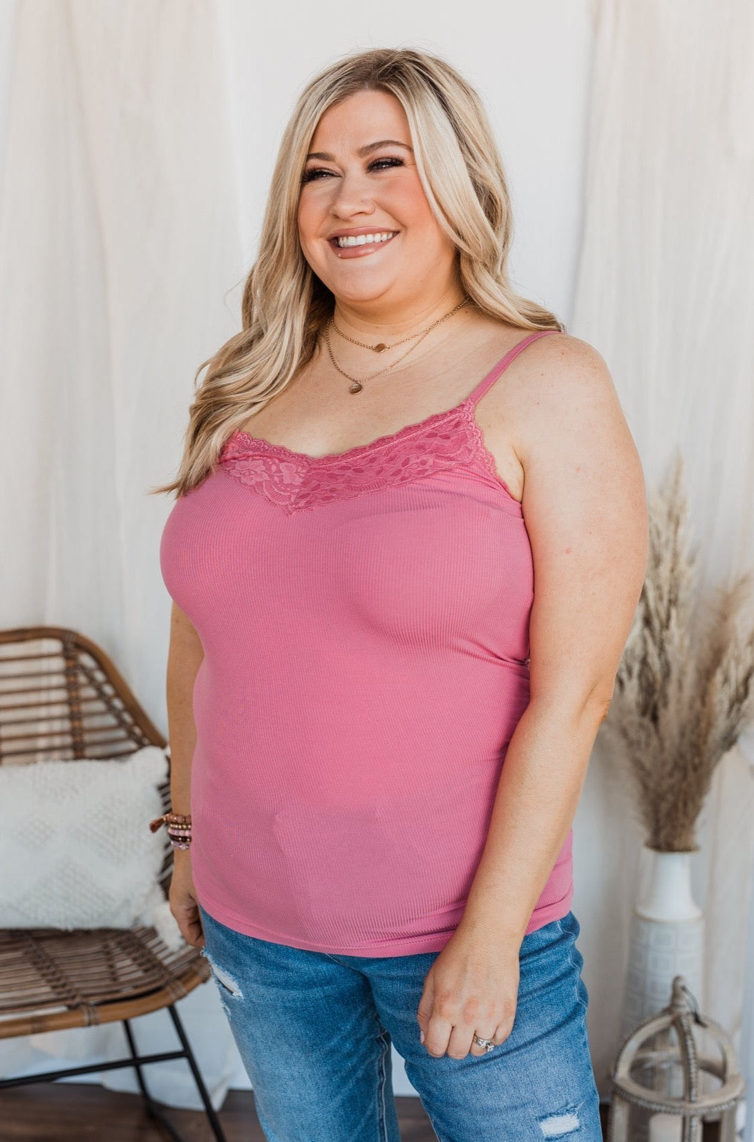 Pulse Basics All You Ever Wanted Lace Tank- Pink