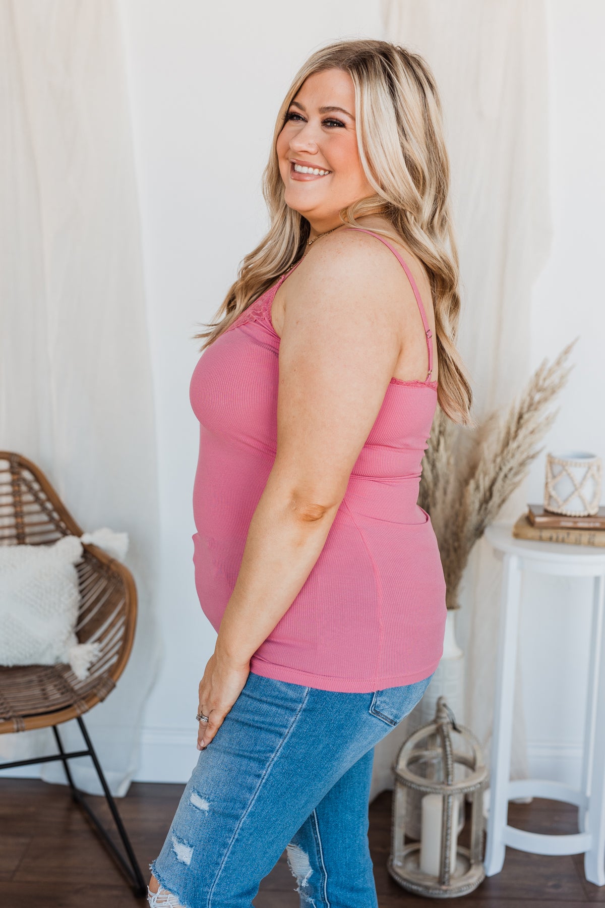 Pulse Basics All You Ever Wanted Lace Tank- Pink