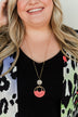 Charming Long Circle Pendant Gold Necklace- Mauve Pink