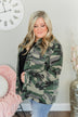 Never Give Up Distressed Denim Jacket- Camo