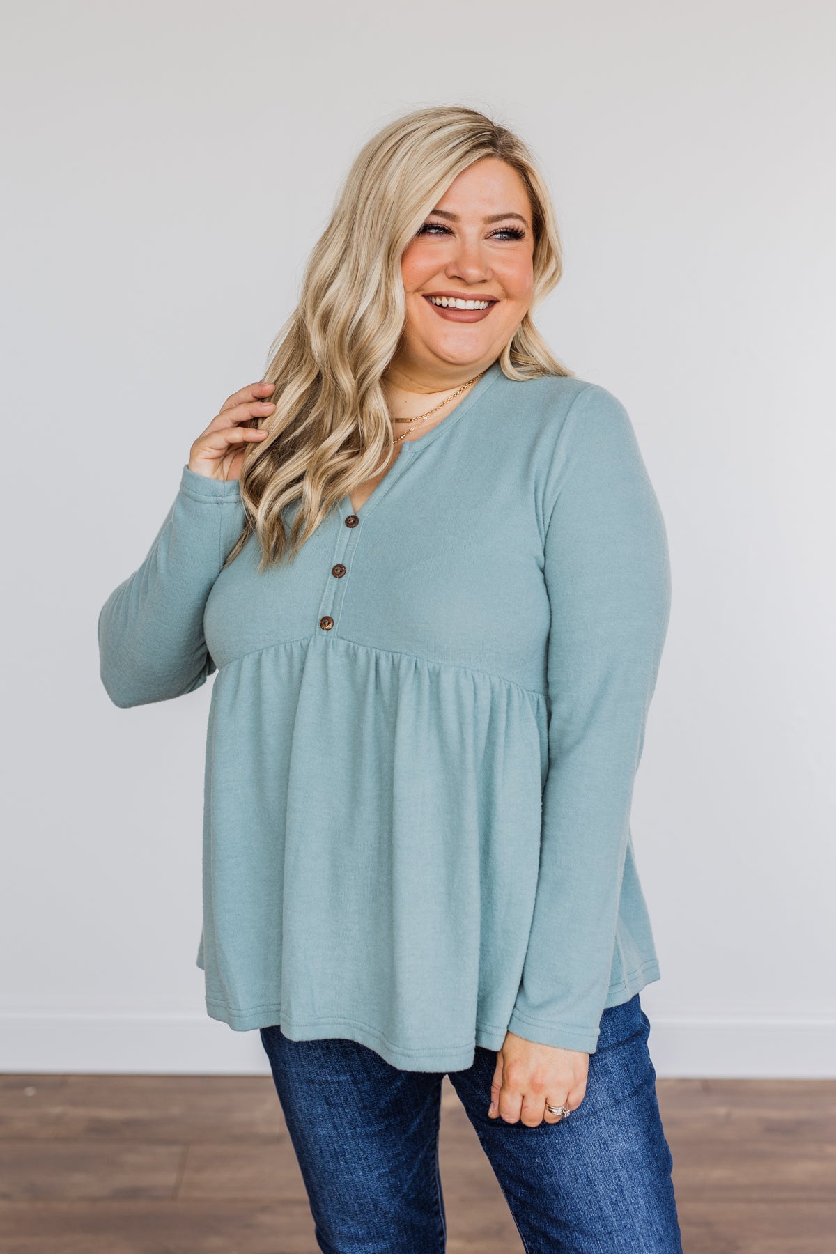 Not So Gloomy Babydoll Top- Teal