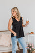 Always Be Yours V-Neck Tank Top- Black