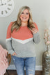 Let Me Shine Color Block Top- Dusty Peach, Ivory, & Heather Grey