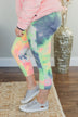 Stay Cozy Tie Dye Leggings- Neon Yellow, Pink, & Navy