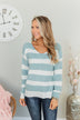 Perfectly Me Knit Sweater- Blue & Off-White