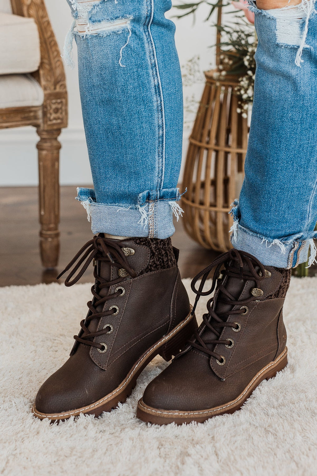 Blowfish Ruthey Booties- Chocolate Saddlerock Vanity Knit