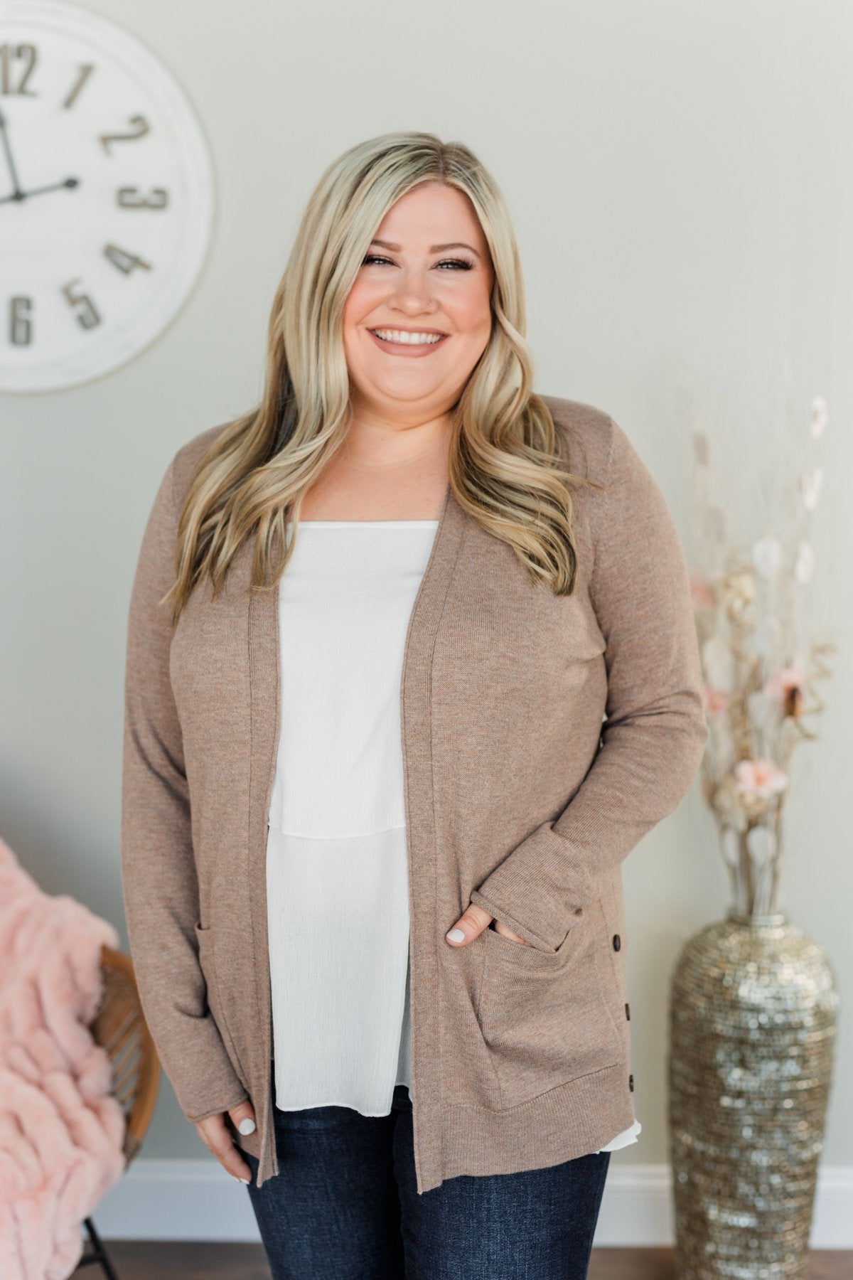 True To My Heart Open Front Cardigan- Dark Mocha