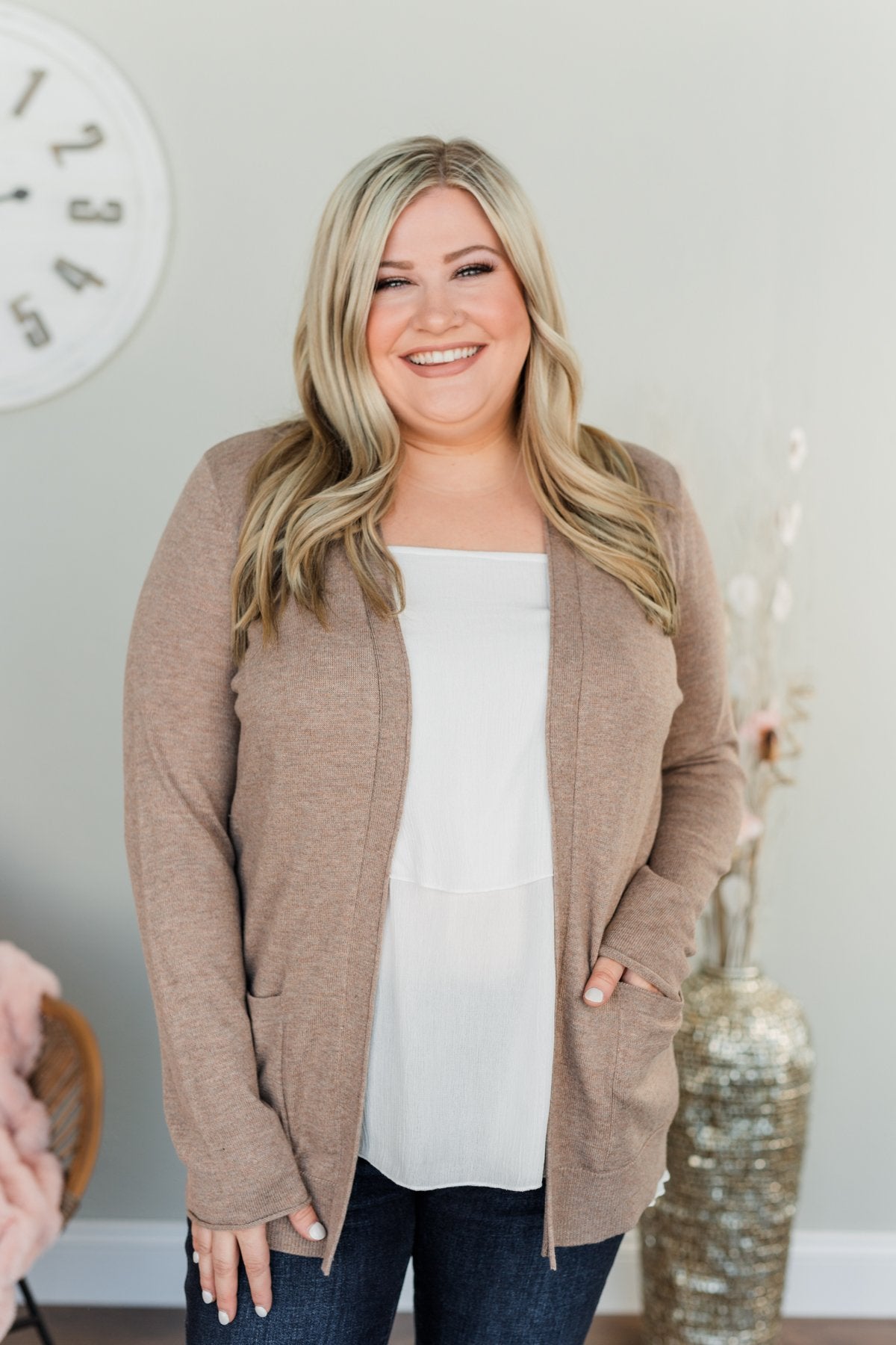 True To My Heart Open Front Cardigan- Dark Mocha