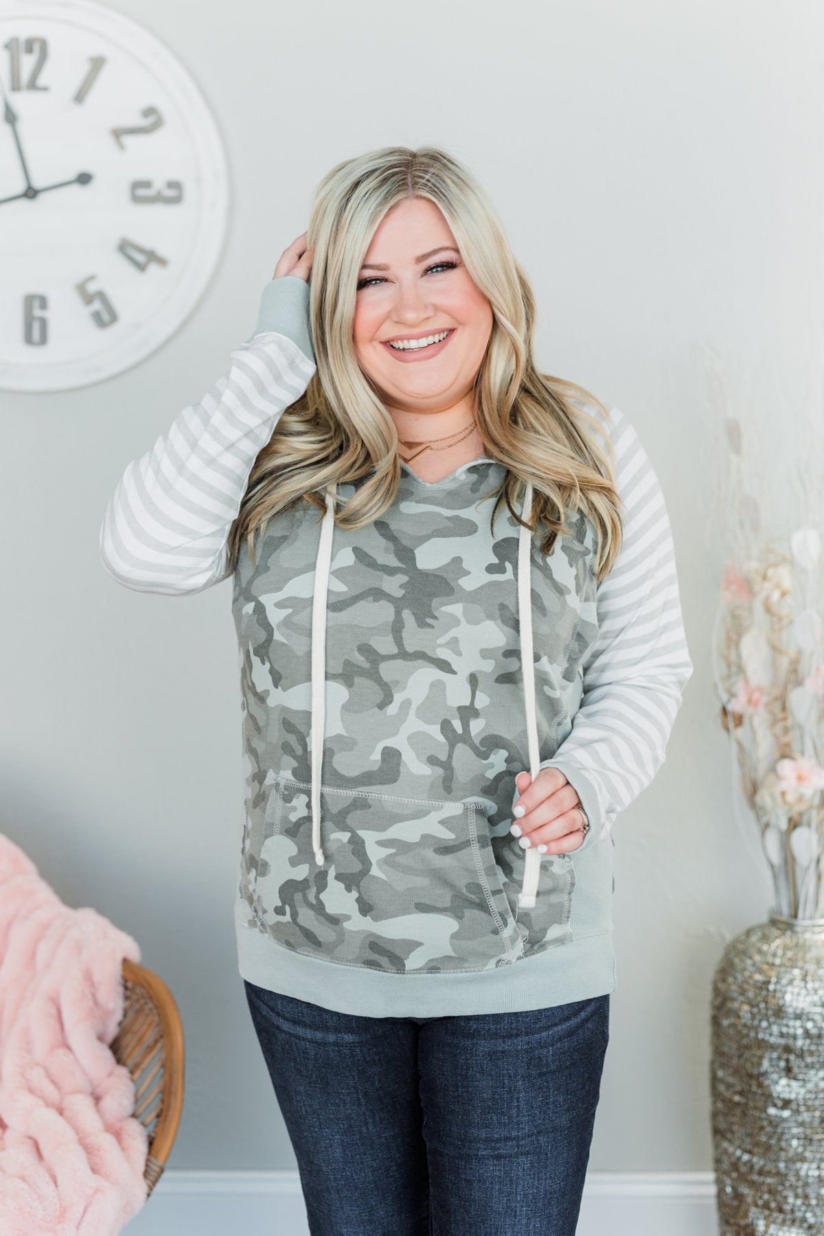 Always Authentic Drawstring Hoodie- Dusty Sage, Ivory, & Taupe – The ...