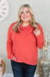 My Time To Shine Cowl Neck Top- Dark Coral