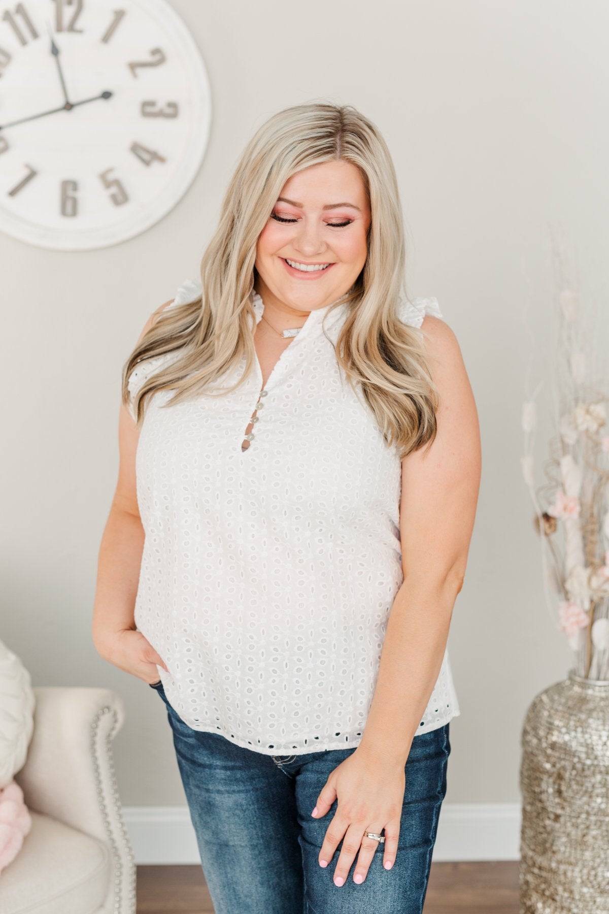 One In A Million Sleeveless Blouse- Off White