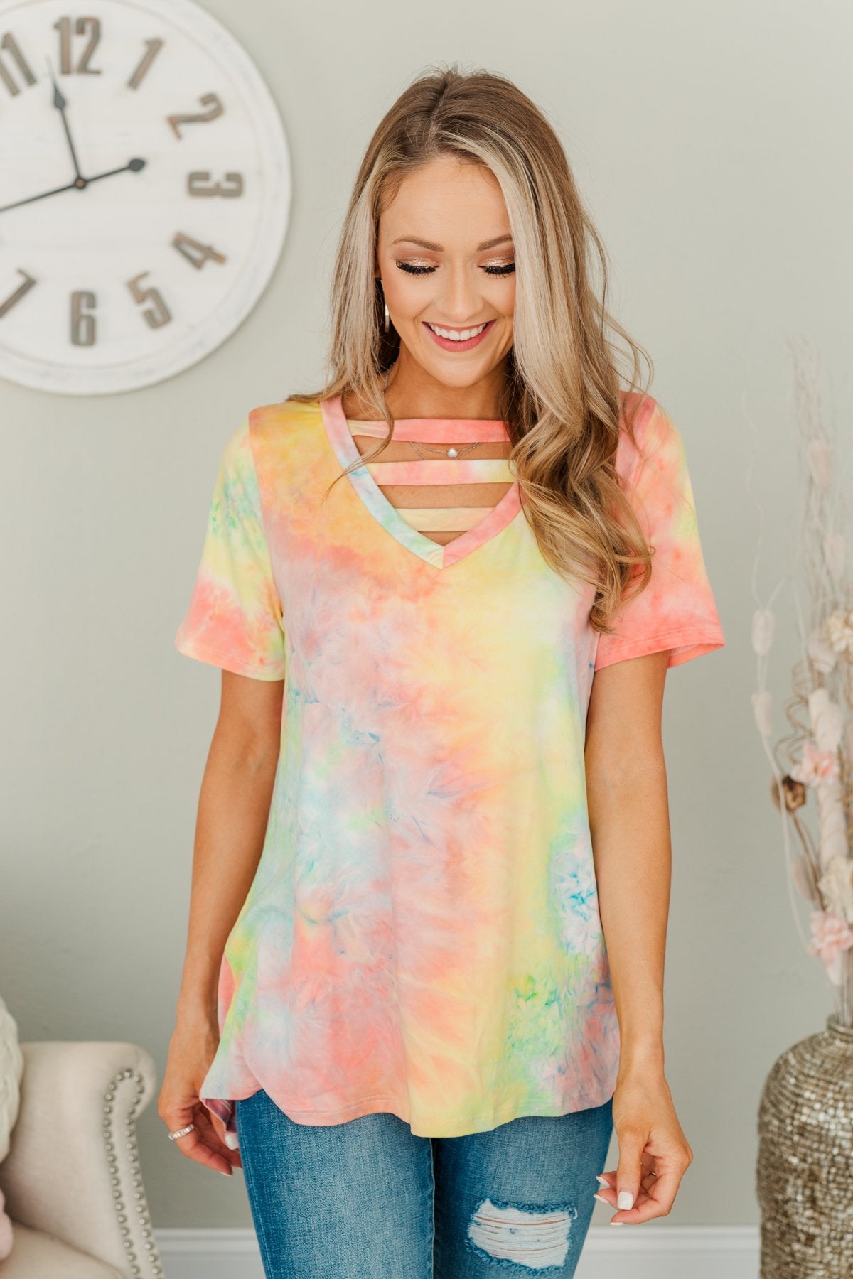 Live In The Moment Tie Dye Top- Multi-Color – The Pulse Boutique