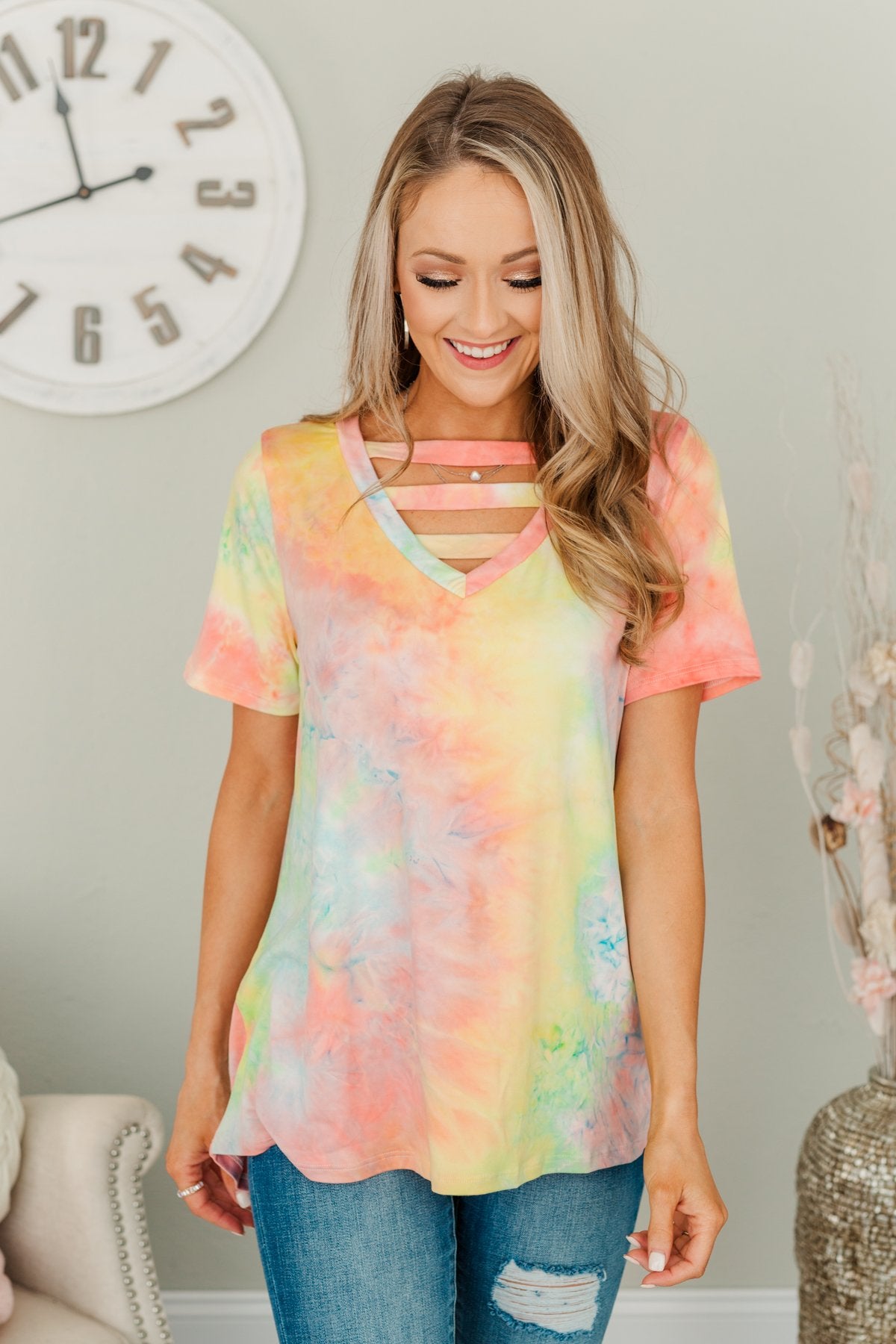 Live In The Moment Tie Dye Top- Multi-Color