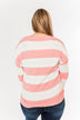 Something Lovely V-Neck Sweater- Flamingo Pink & Off-White