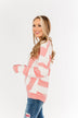 Something Lovely V-Neck Sweater- Flamingo Pink & Off-White