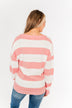 Something Lovely V-Neck Sweater- Flamingo Pink & Off-White
