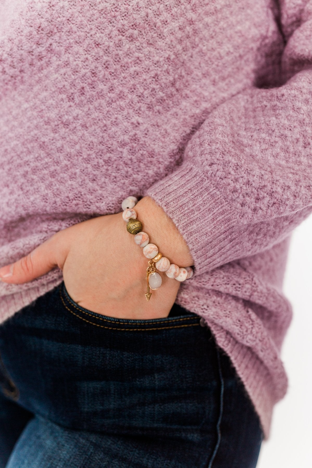 A New Horizon Beaded Bracelet- Pink & Gold