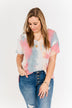 Living In Color Tie Dye Pocket Top- Pink, Light Orange, Blue