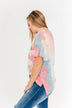 Living In Color Tie Dye Pocket Top- Pink, Light Orange, Blue