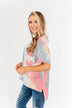 Living In Color Tie Dye Pocket Top- Pink, Light Orange, Blue