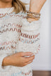 Lovely Aura Cross Stitch Striped Sweater- Ivory