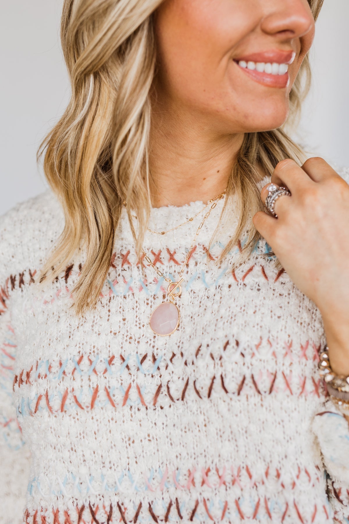 Feeling Blushed 2 Tier Necklace- Pink