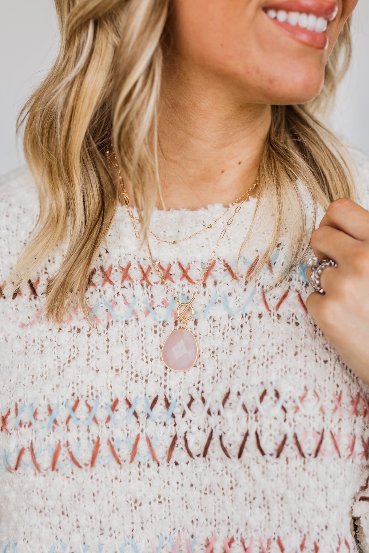 Feeling Blushed 2 Tier Necklace- Pink
