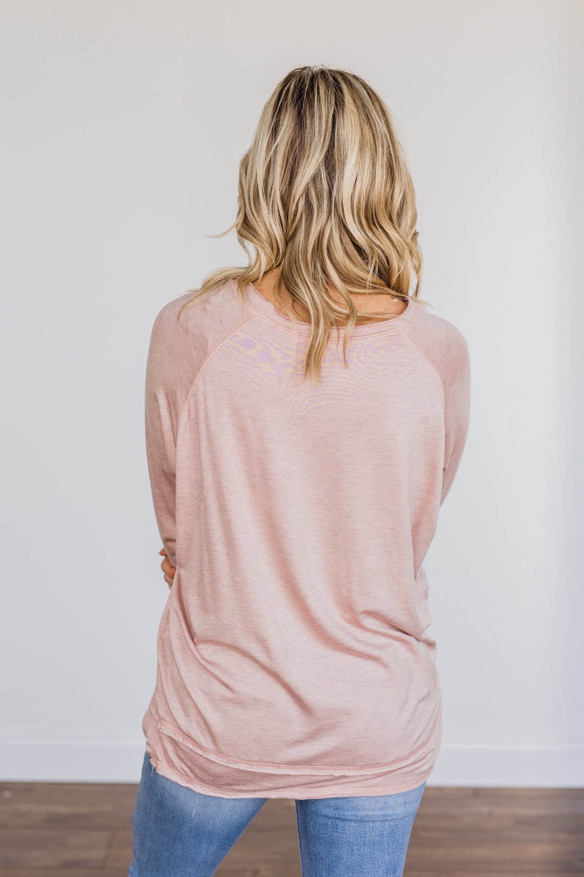Wake Up The Day Long Sleeve Top- Blush