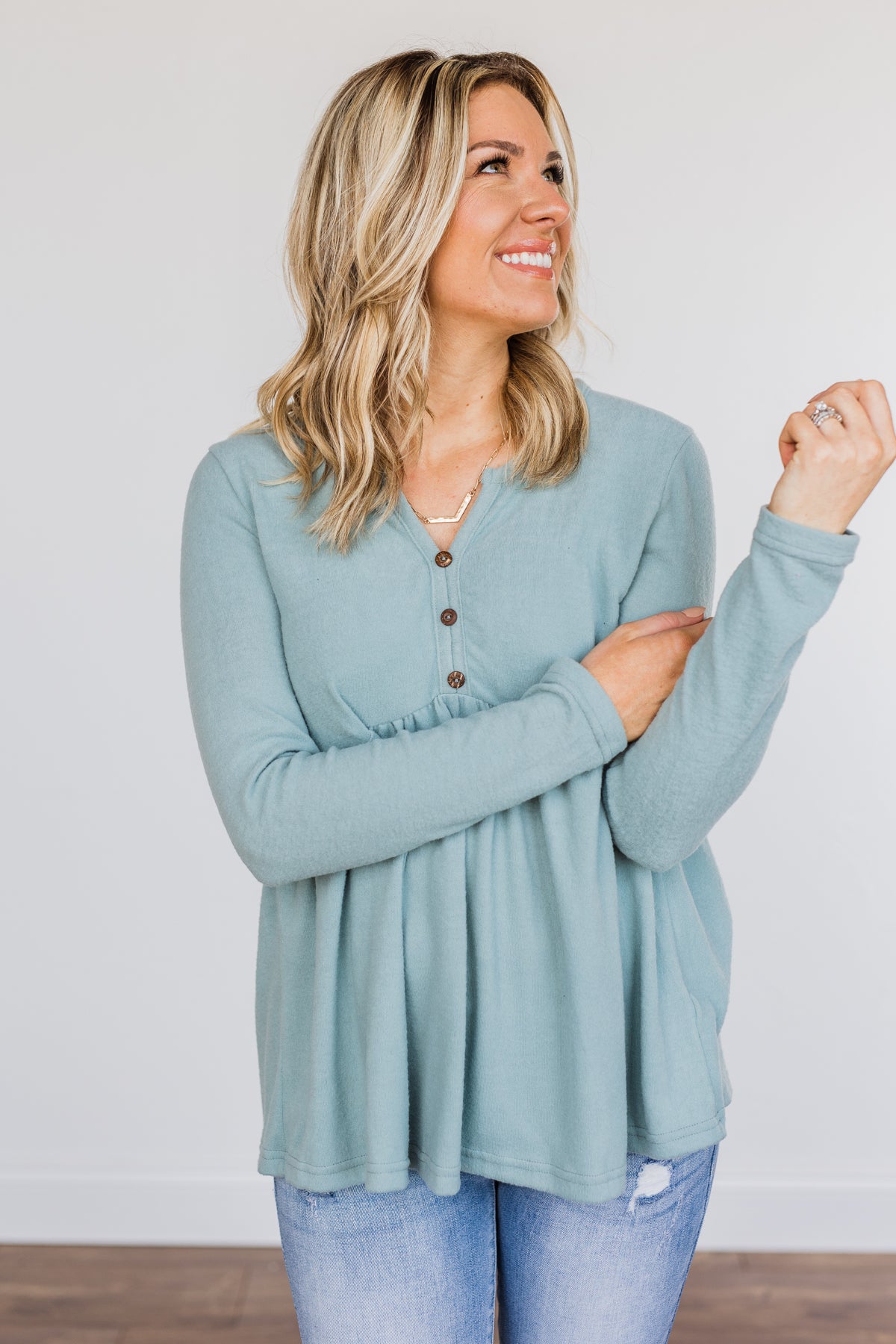 Not So Gloomy Babydoll Top- Teal