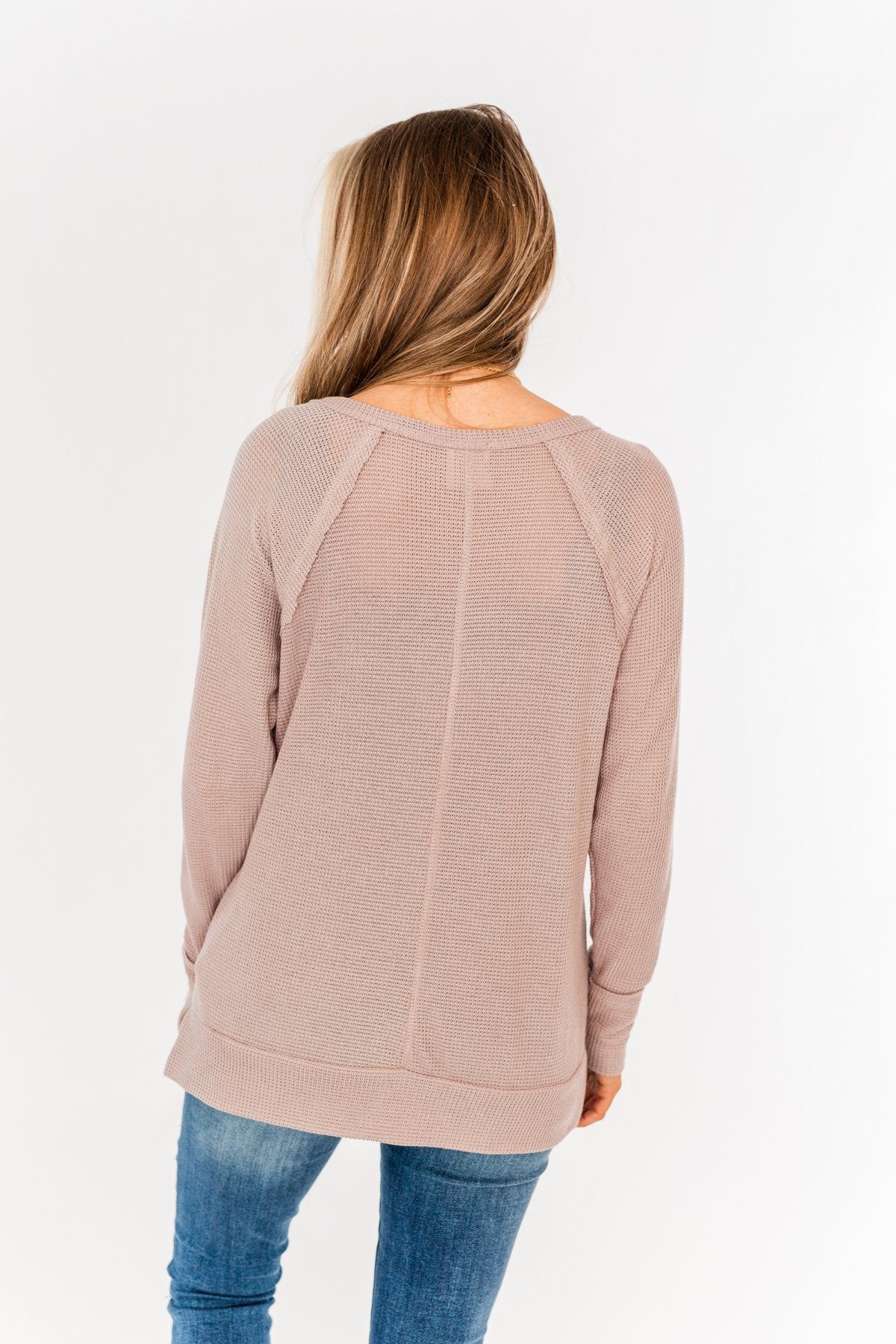 There You Go Again Thermal Notch Top- Dusty Mauve