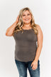 Sweet & Simple Lace Trimmed Tank Top- Dark Taupe