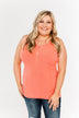 Dream Life Ribbed Button Tank Top- Coral